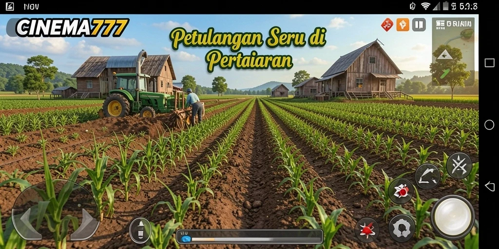 Screenshot gameplay <strong>CINEMA777</strong> menampilkan aktivitas bertani yang menyenangkan.