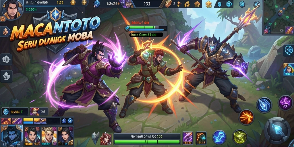 Tampilan seru dalam pertempuran MOBA di MACANTOTO.
