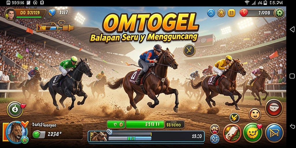 Tampilan gameplay OMTOGEL yang mendebarkan dalam balapan yang seru.